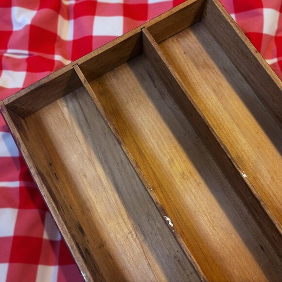 Rustic Flatware Tray, Old Wood Drawer Insert 13.5 in – Primitive Kitchen Organiz - Picture 2 of 10